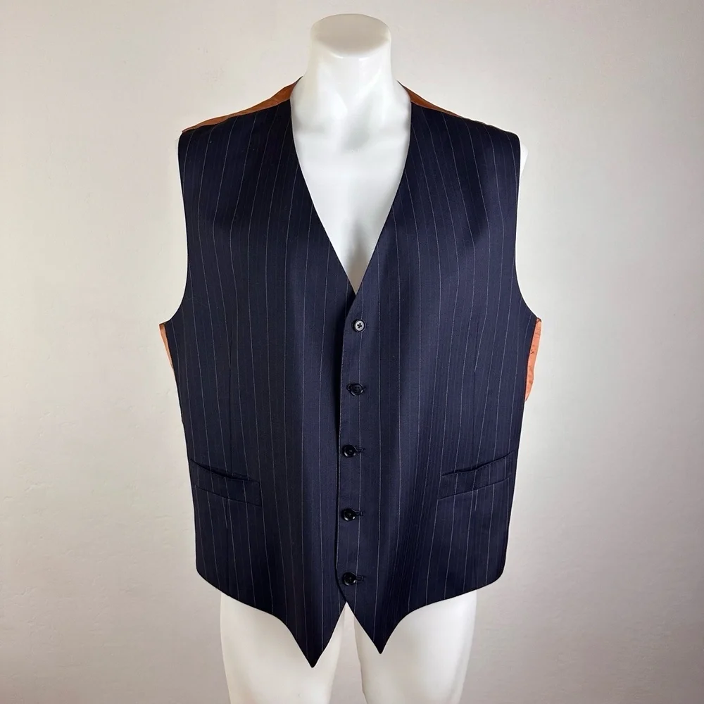 Isaia 3XL Virgin Wool Pinstripe Vest